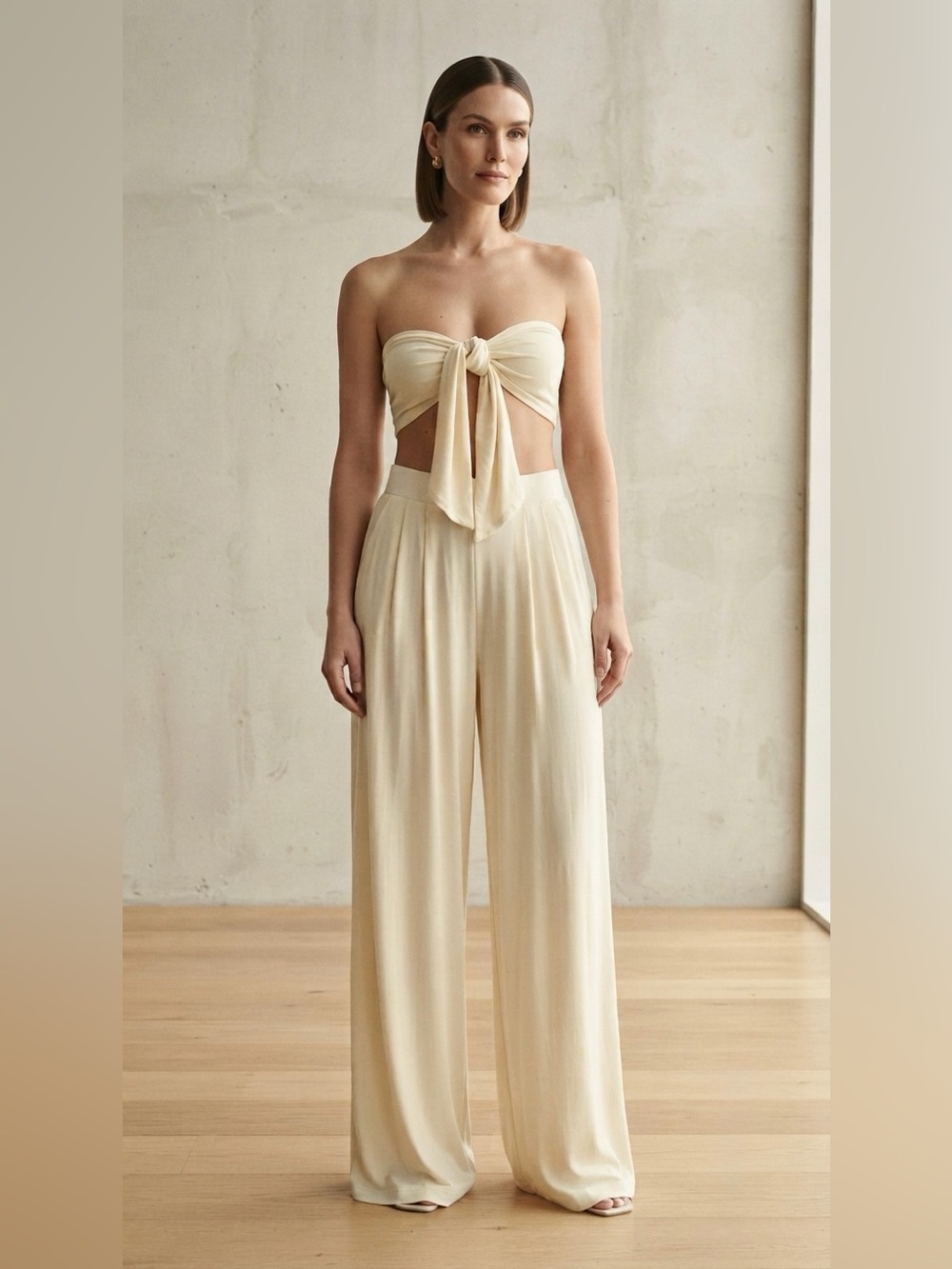 Women’s Buttercream Tory Two Piece with Self-Double Layer Wide Leg Pangs Medium